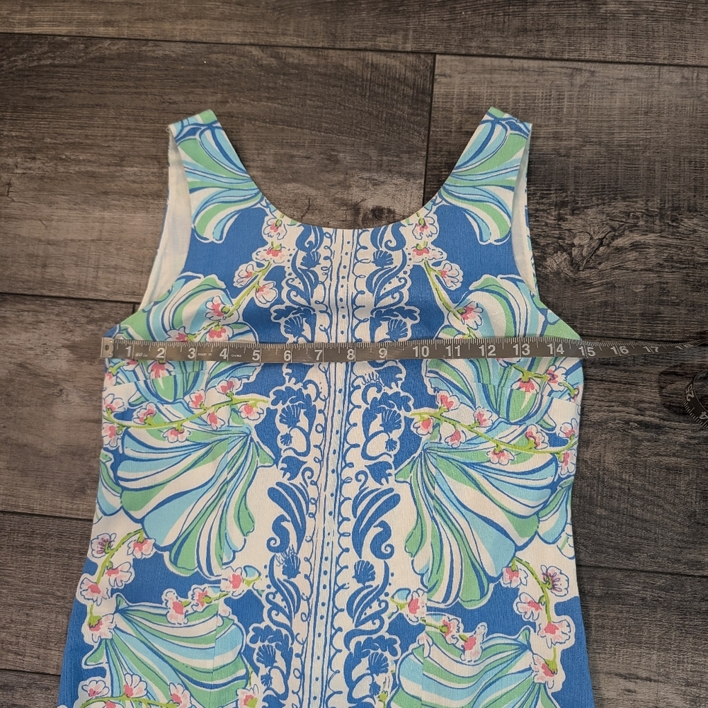 Lilly Pulitzer Cathy Blue Floral-Patterned Sleeveless Shift Dress Sz 00 - Picture 5 of 6